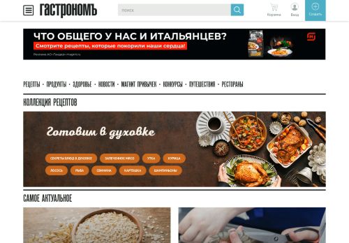 Screenshot сайта gastronom.ru на компьютере