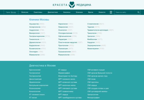 Screenshot сайта krasotaimedicina.ru на компьютере