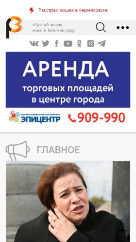 Screenshot cайта ruwest.ru на мобильном устройстве