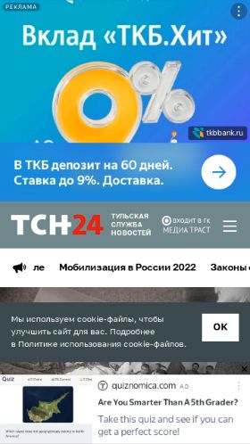 Screenshot cайта tsn24.ru на мобильном устройстве